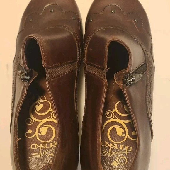 DANSKO NANCY CLOGS 10 US 40 EU BROWN LEATHER MULES CLOSED HEELS ZIP 7703787800 - Picture 3 of 16